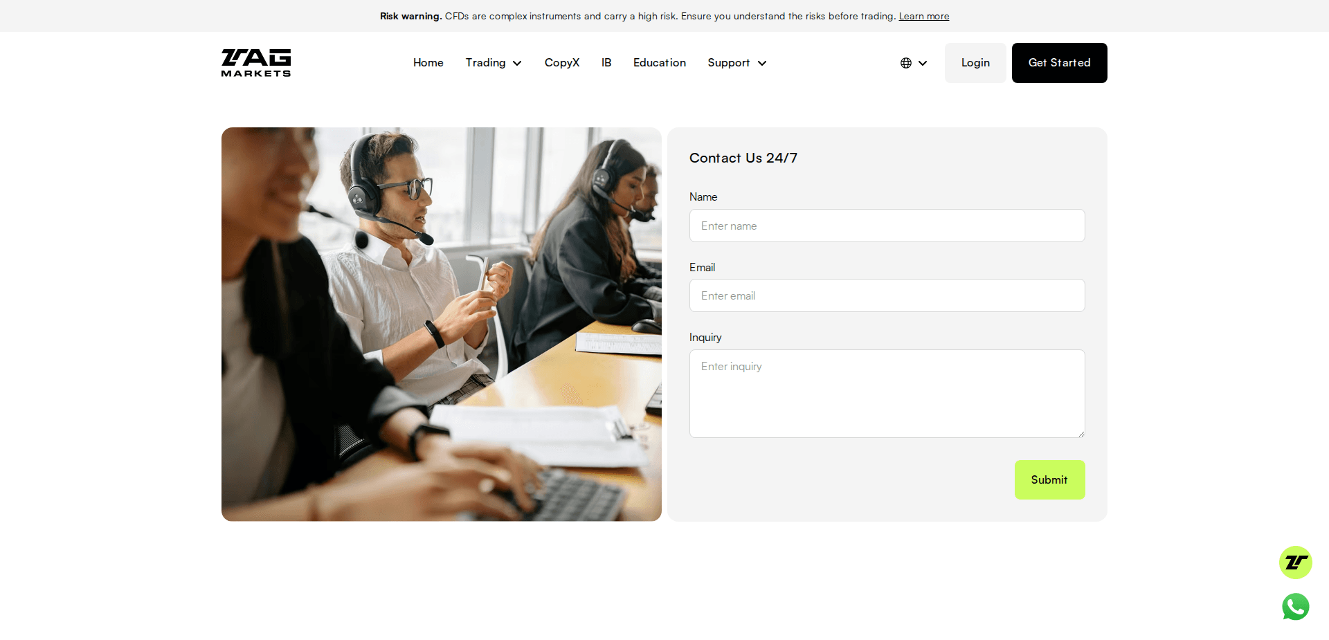 Website screenshot for https://www.tagmarkets.com/ - 2