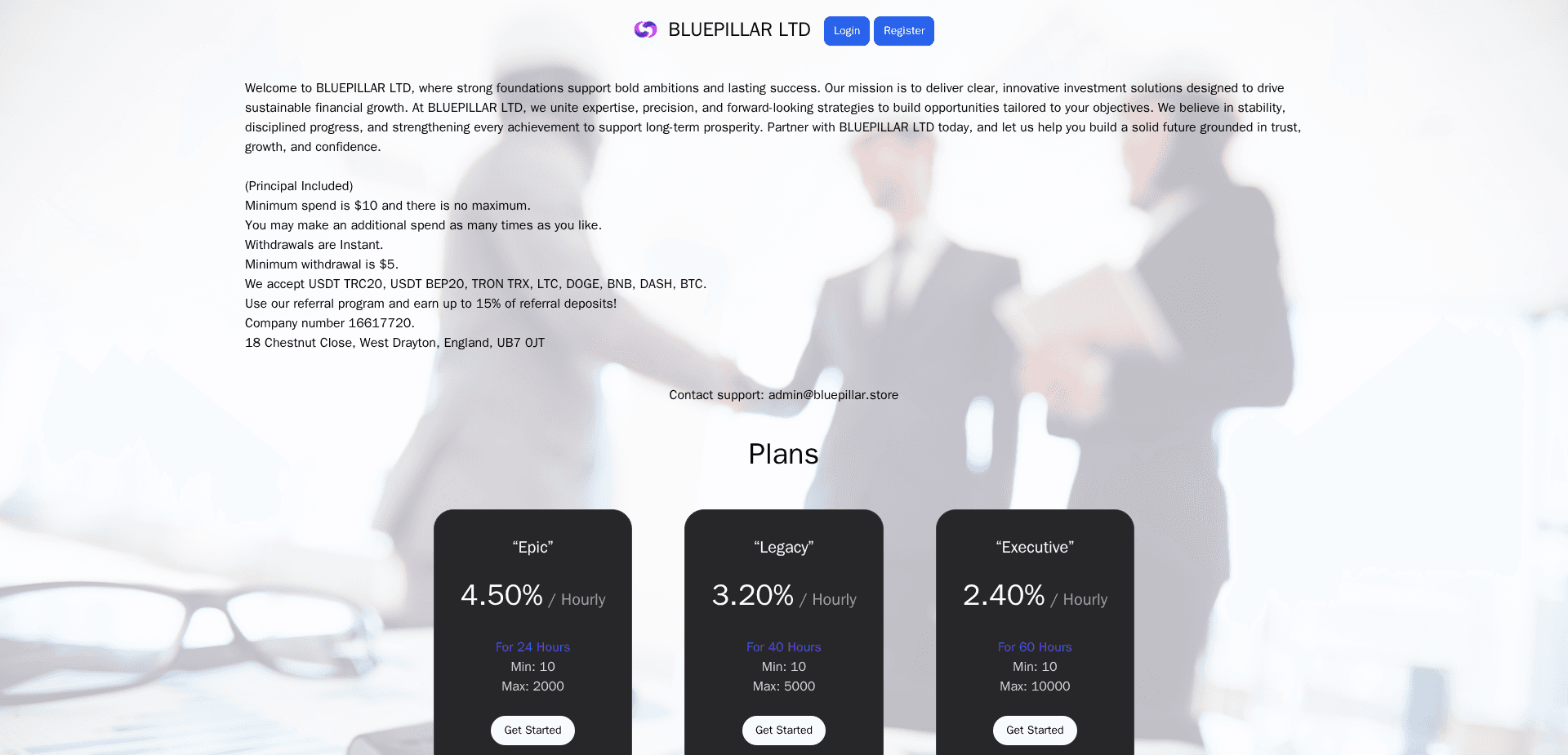 Website screenshot for https://bluepillar.store/ - 1