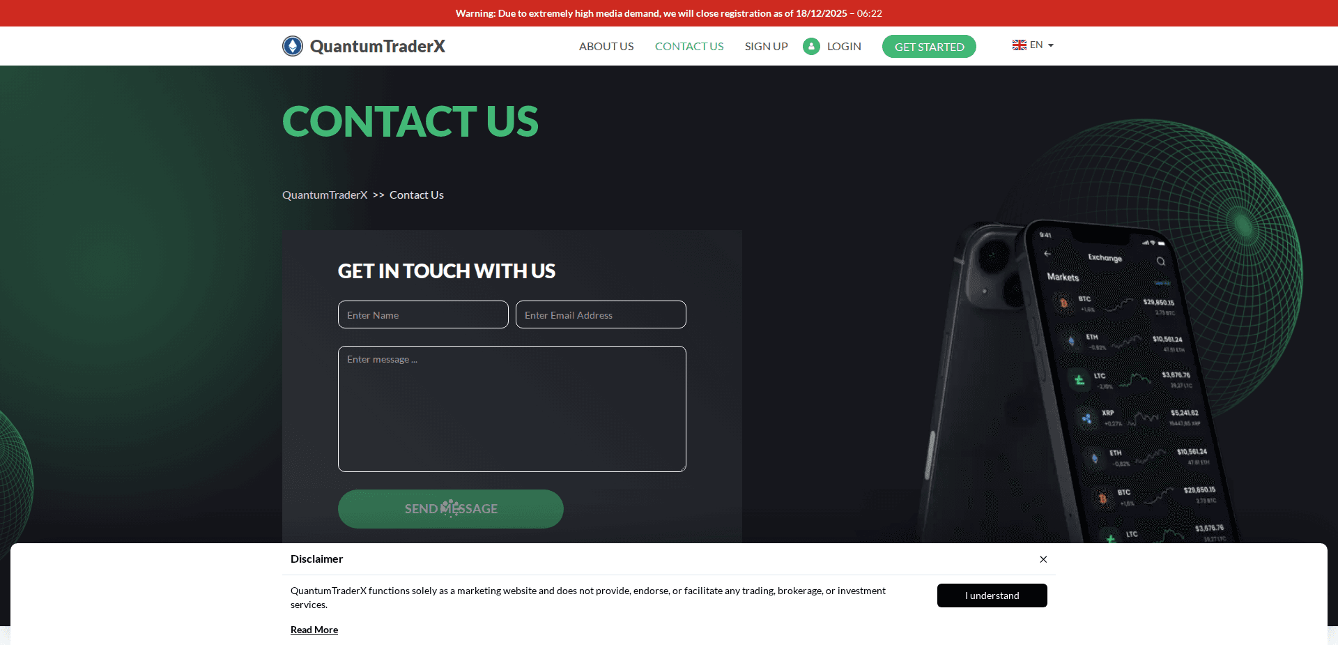 Website screenshot for https://quantumtraderxtech.com/ - 2