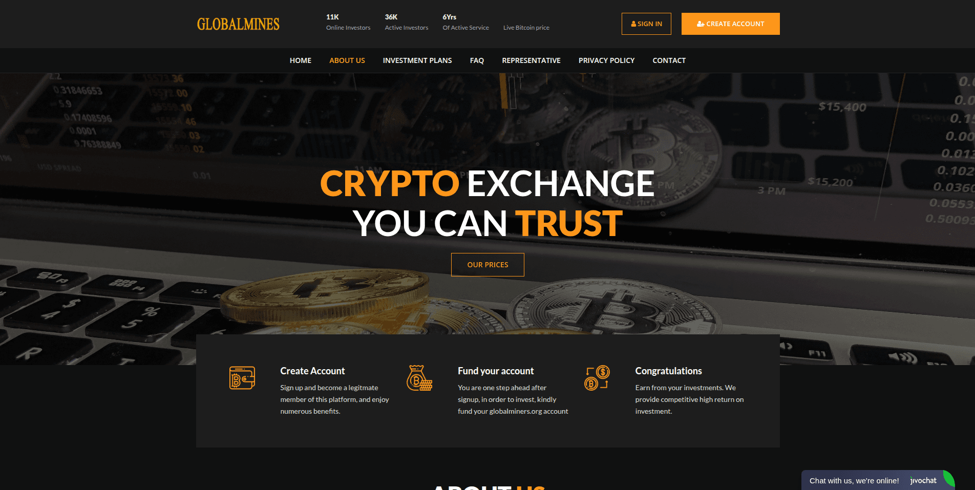 Screenshot globalminers.org - 1