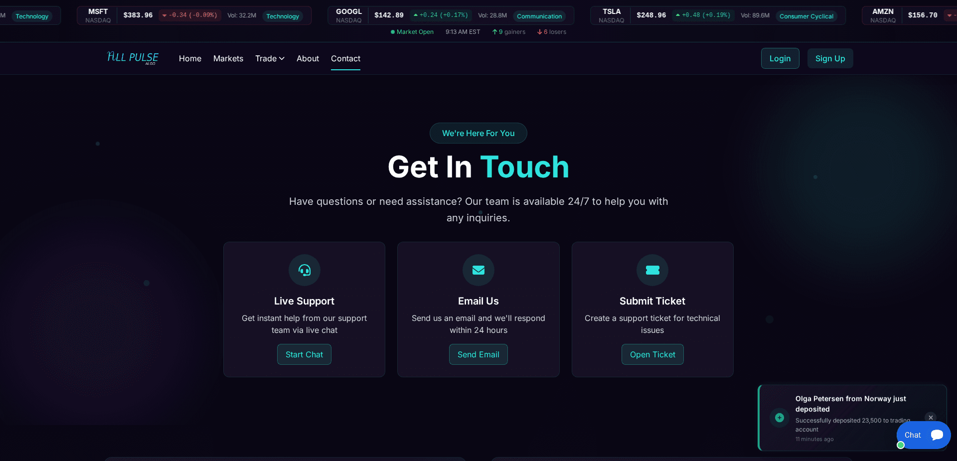 Website screenshot for https://allpulsealgos.com/ - 2