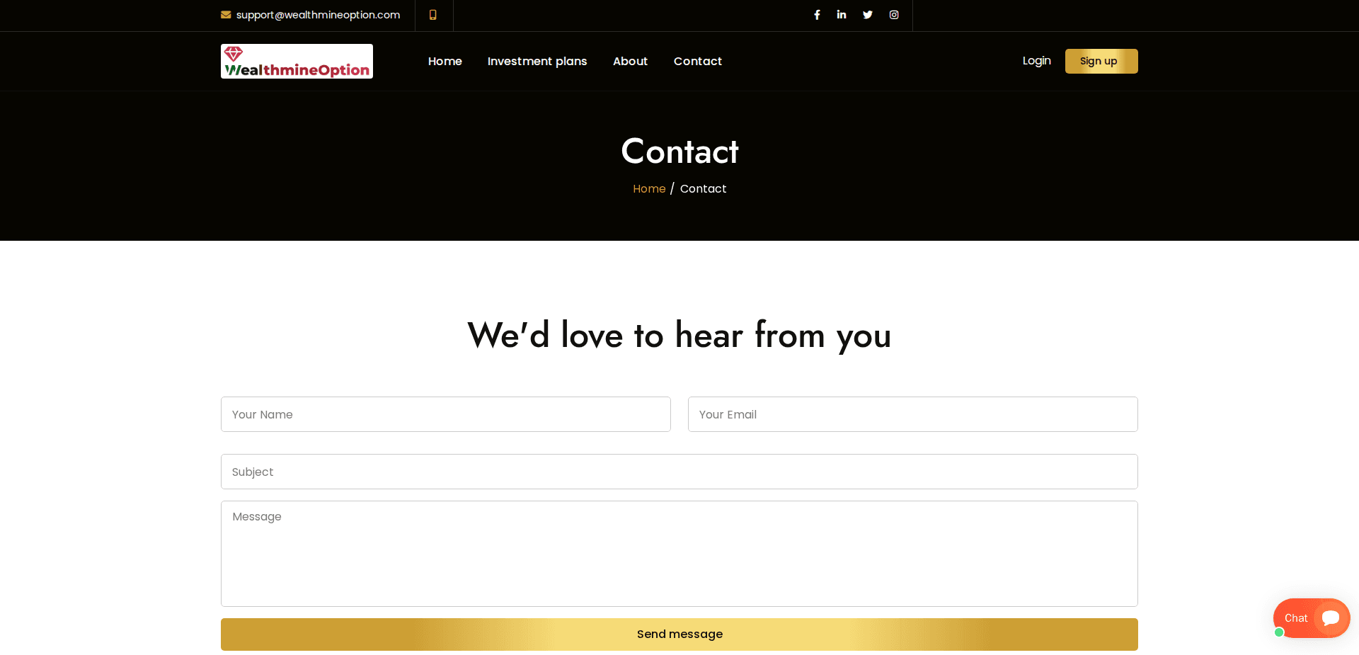 Website screenshot for https://wealthmineoption.com/ - 1