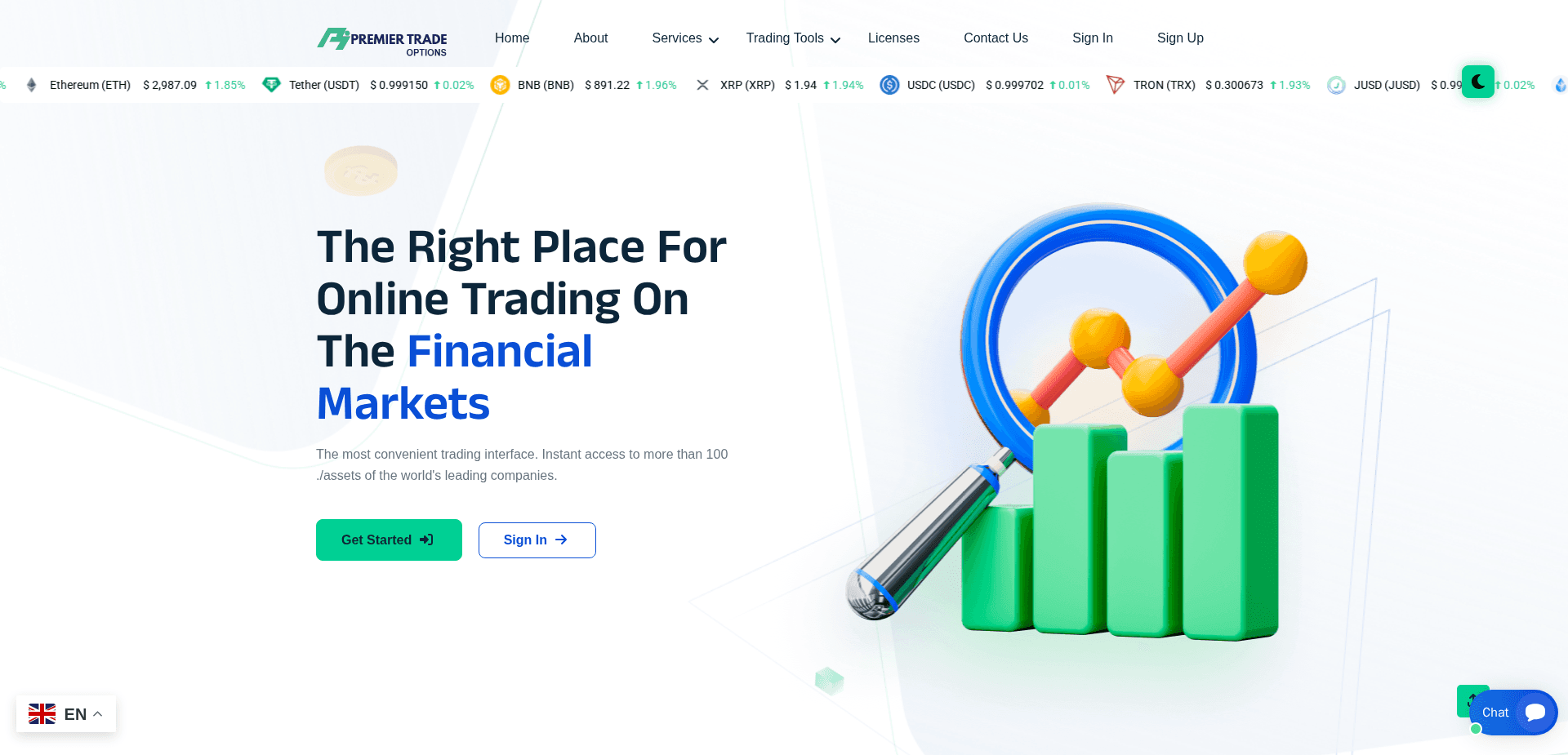 Website screenshot for https://premiertradeoptions.com/ - 1