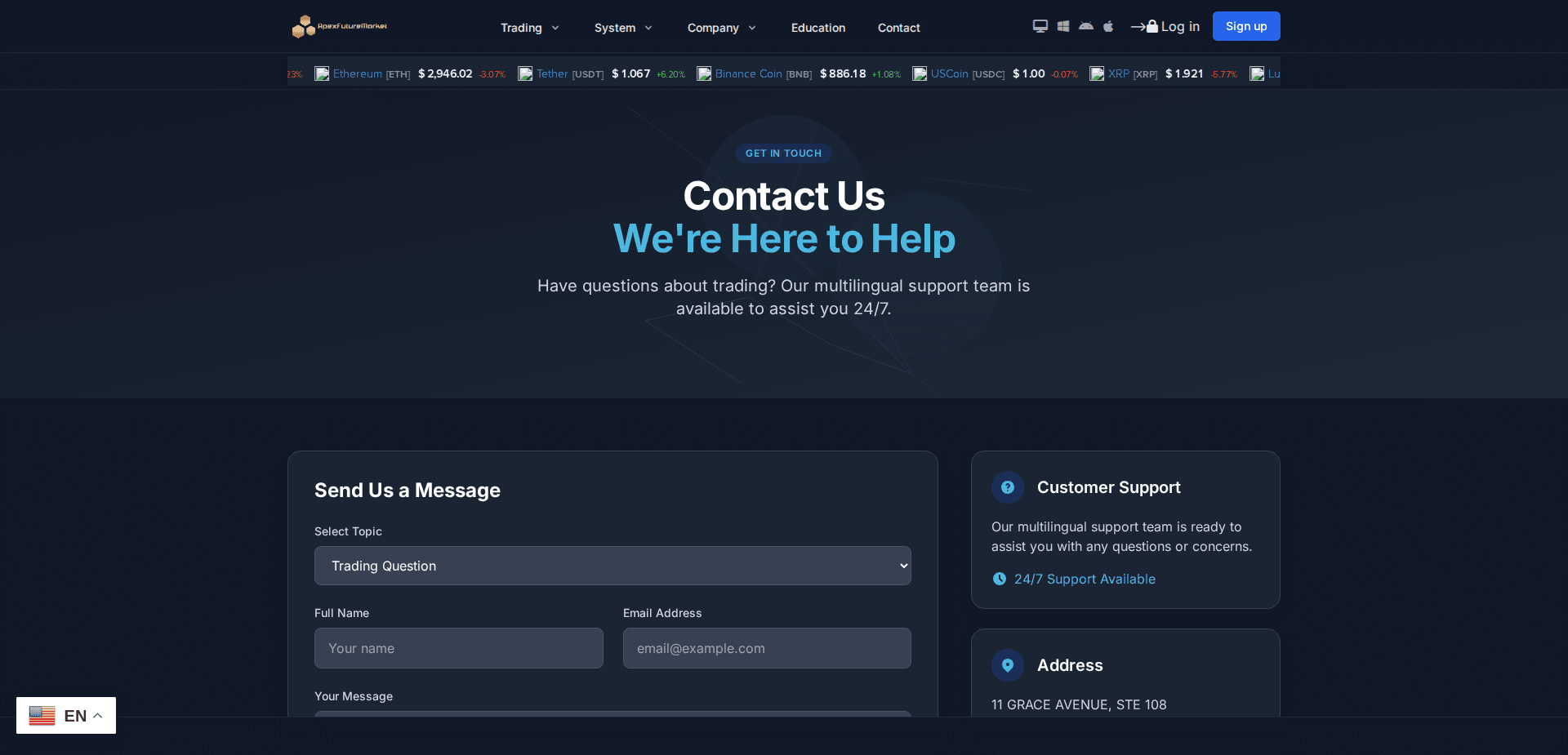 Website screenshot for https://apexfuturemarket.com/ - 2