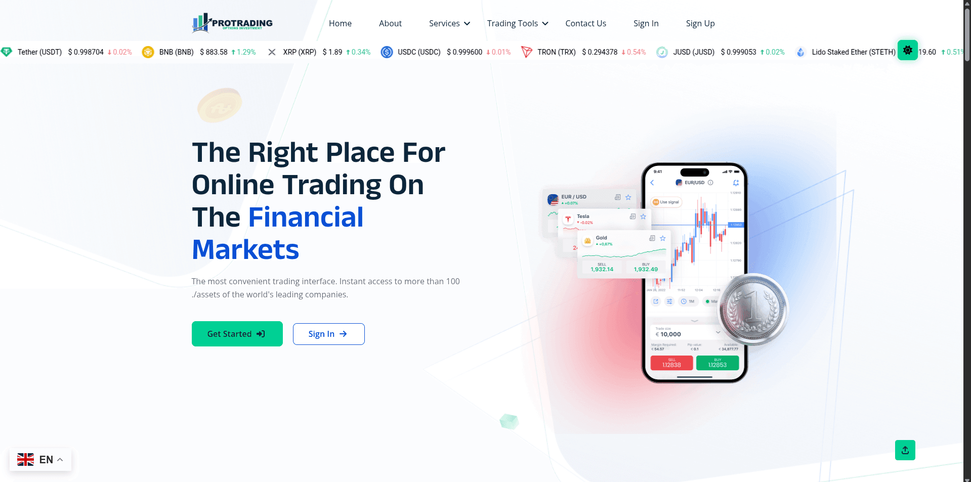 Screenshot protradingoptions.com - 1