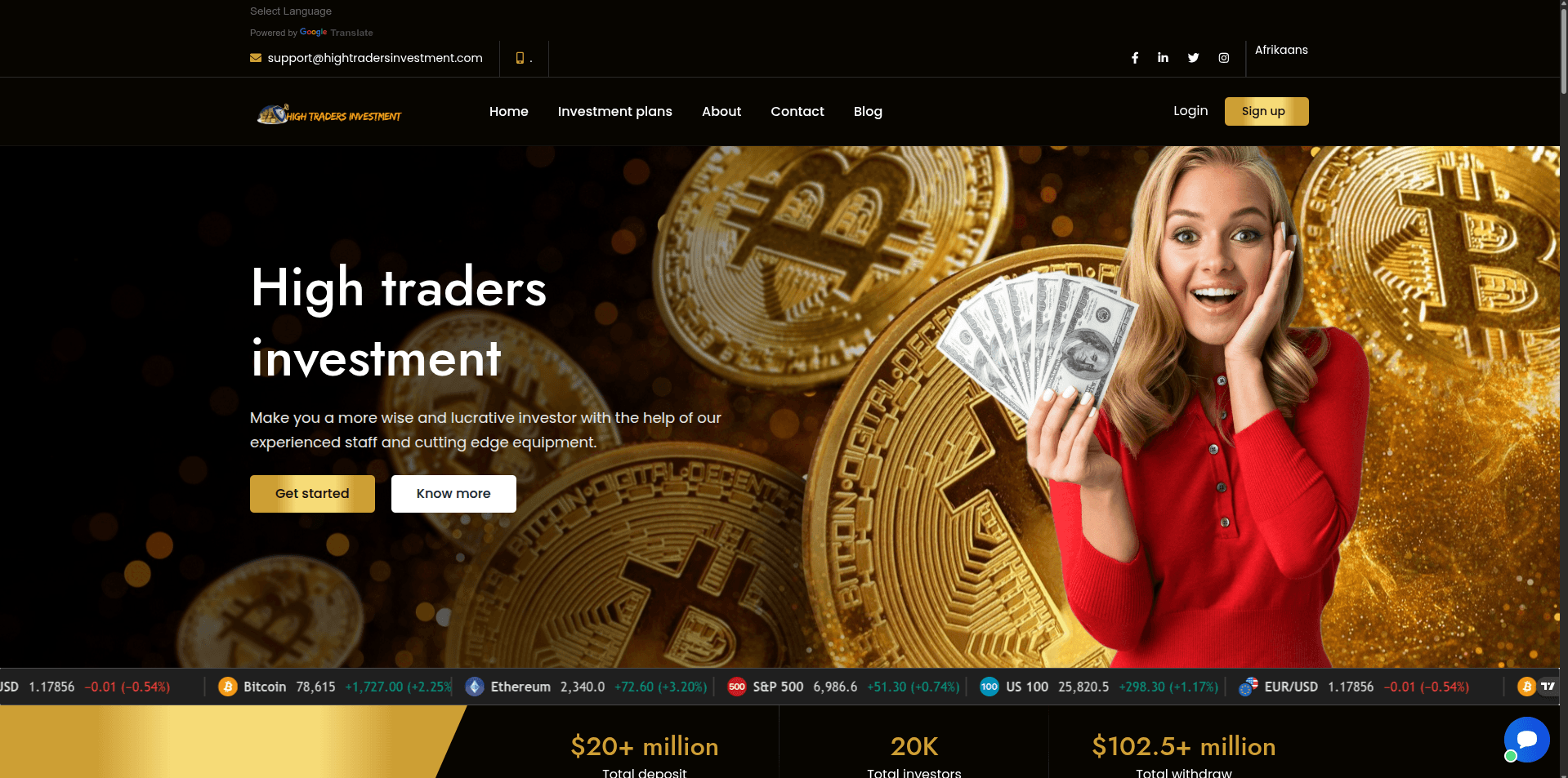 Website screenshot for https://hightradersinvestment.com/ - 1