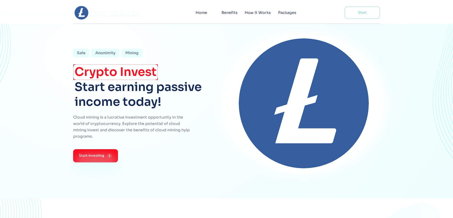 Website screenshot for https://miningltc.xyz/ - 1