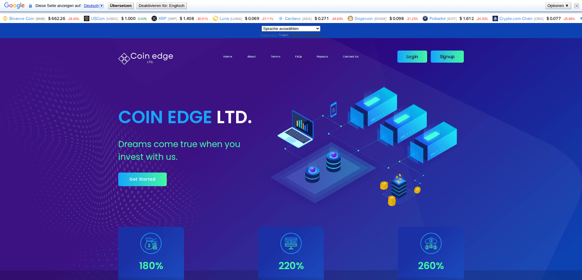 Website screenshot for https://coinedgeltd.com/ - 1