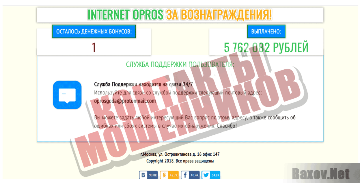 Internet Opros Контакты мошенников