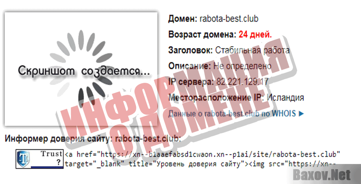 Стабильная работа Информация о домене