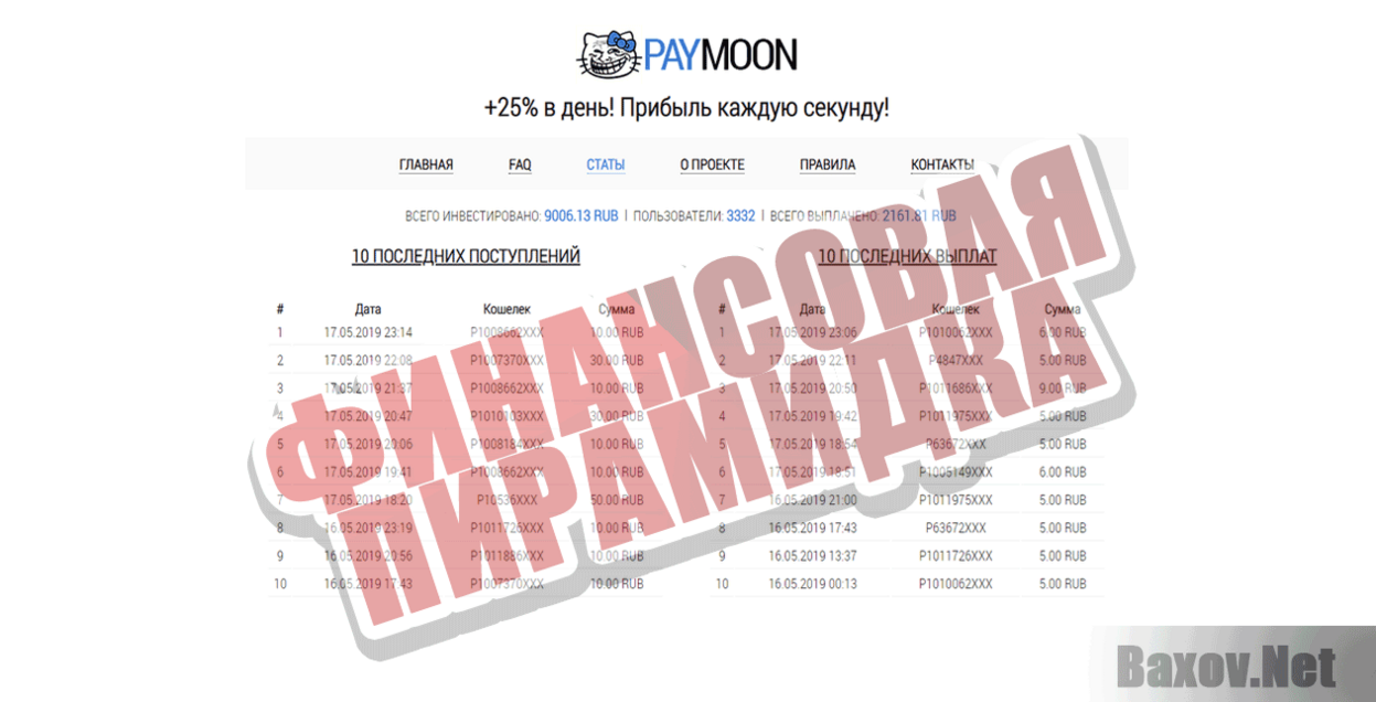 PayMoon Финансовая пирамидка