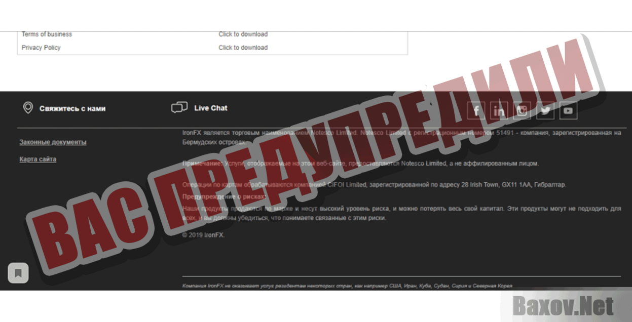IronFX Вас предупредили