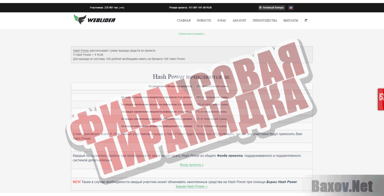 WebLider.net Финансовая пирамидка