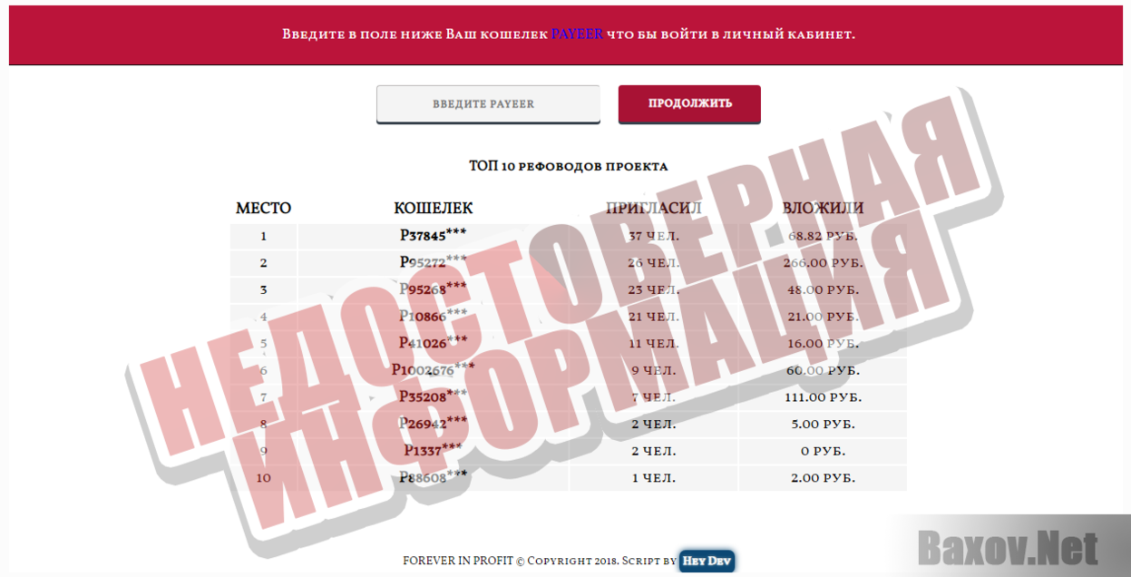 Forever in profit-НЕДОСТОВЕРНАЯ ИНФОРМАЦИЯ