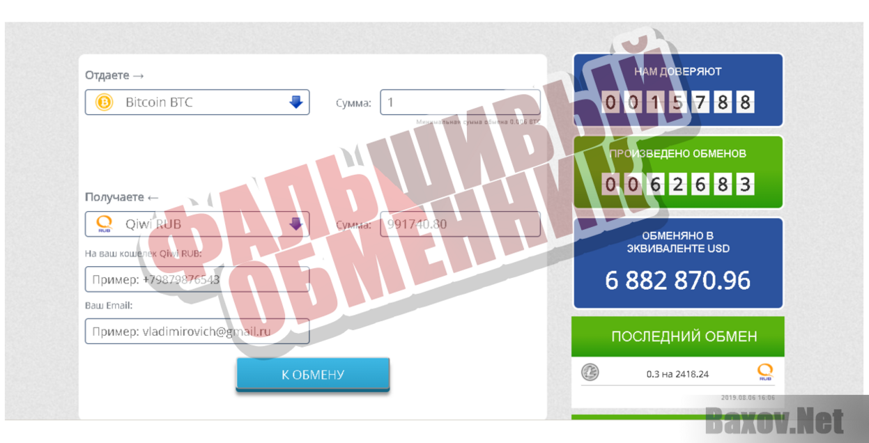 Фальшивый обменник BitBits - Фальшивый обменник