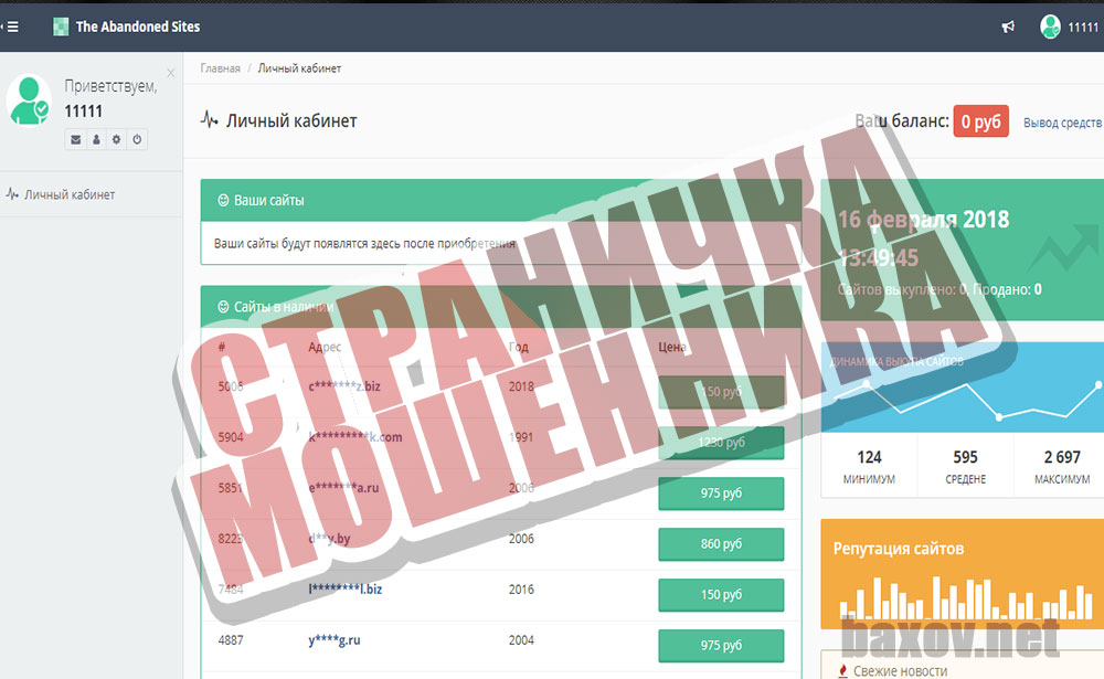 Expired Websites СНГ и Александр Громов страница обмана