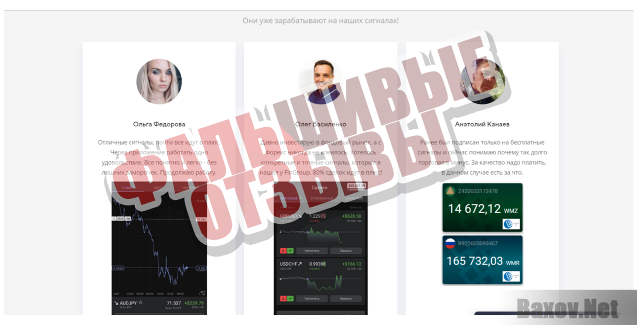 Торговые сигналы от FinGroup - Фальшивые отзывы