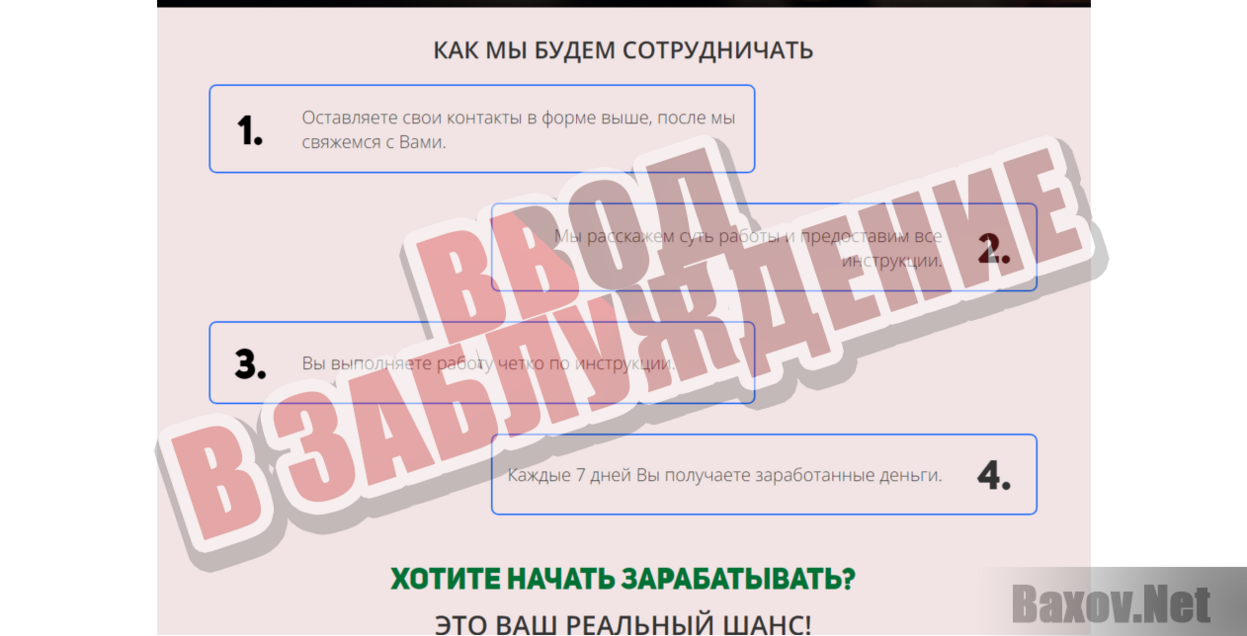 Требуются онлайн сотрудники - Ввод в заблуждение