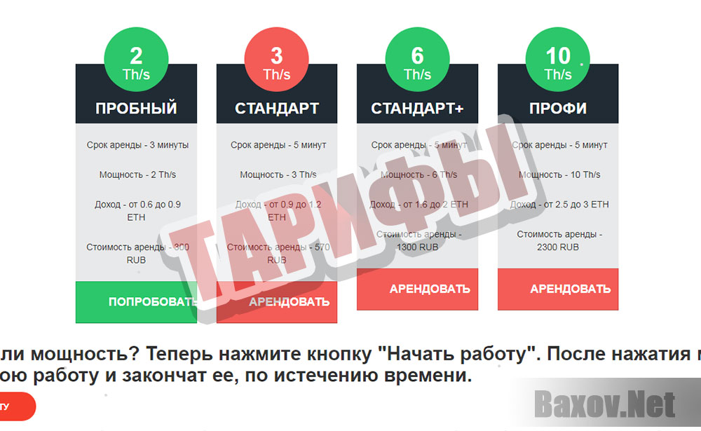 Ethereum Mining - тарифы
