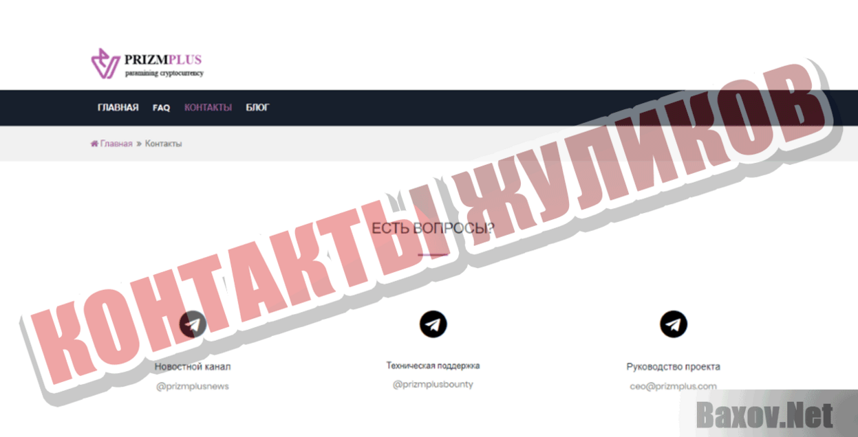 Prizm Plus Контакты жуликов