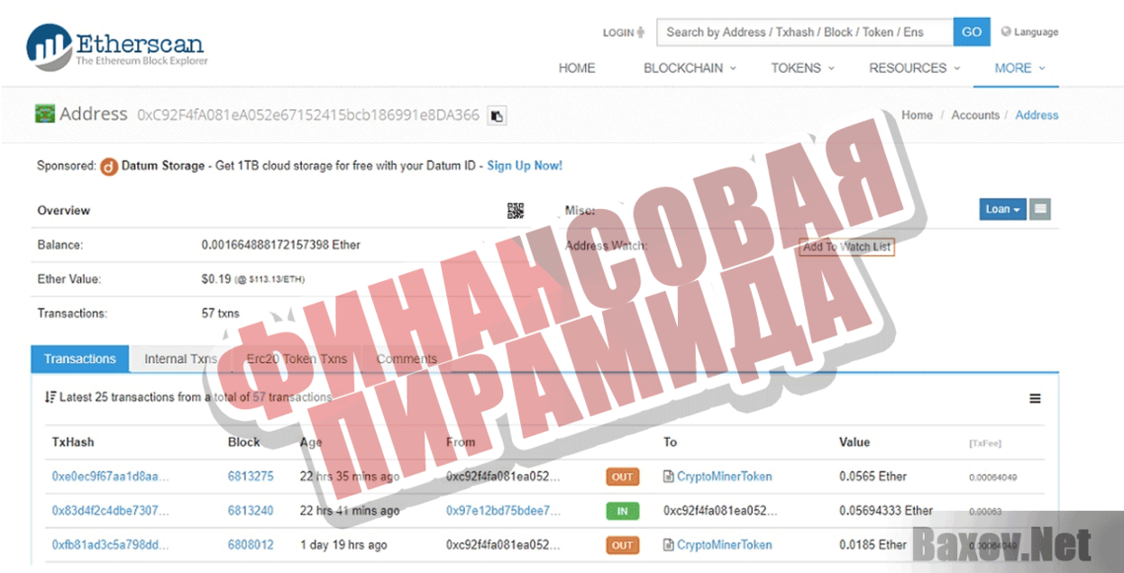 Crypto Miner Токен Финансовая пирамида