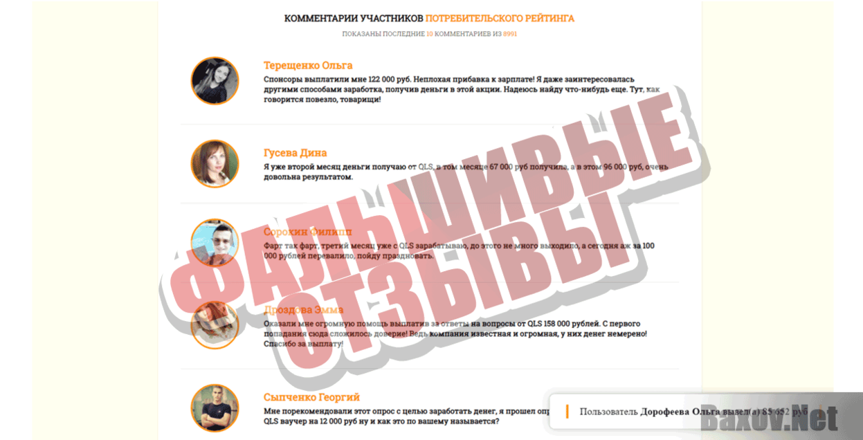 Ежегодный интернет опрос граждан от QLS Фальшивые отзывы