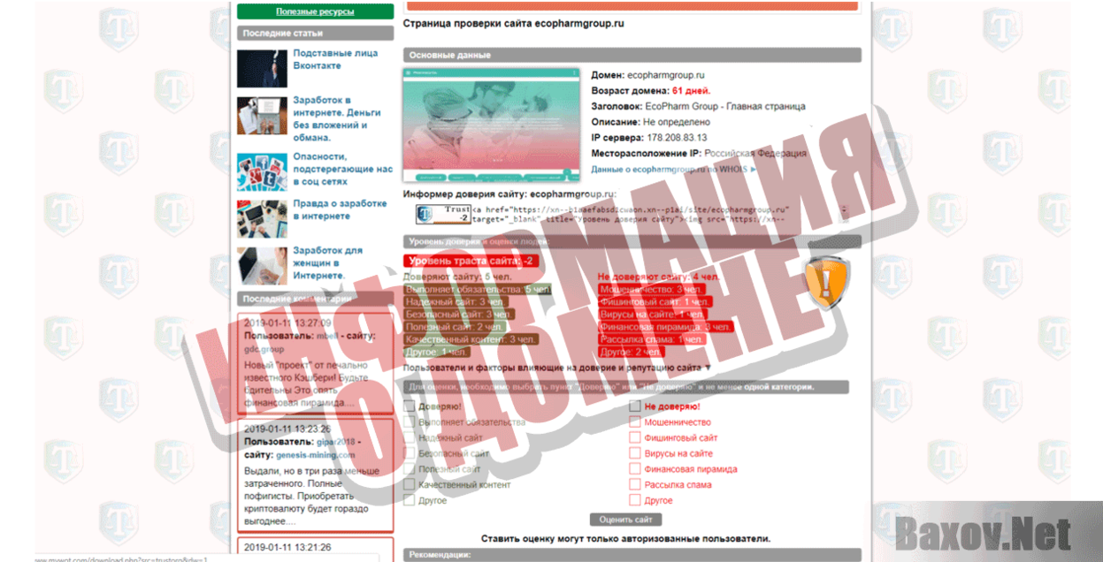 EcoPharm Group Информация о домене