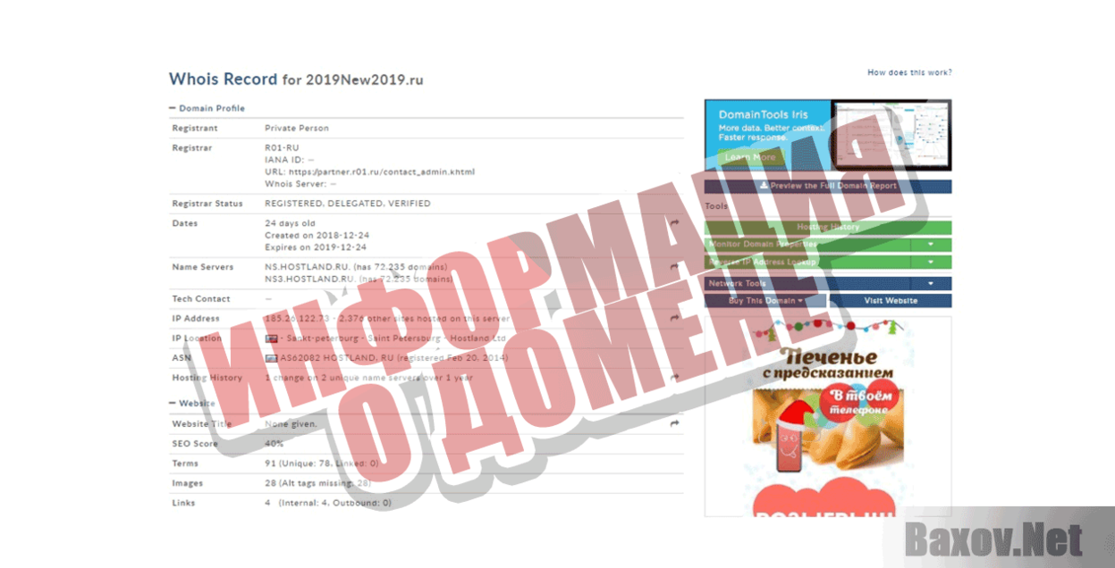 Печенье с предсказаниями Информация о домене