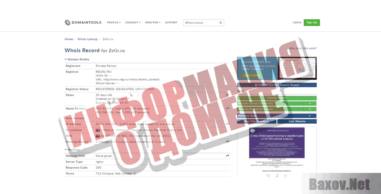Email-маркетолог Информация о домене