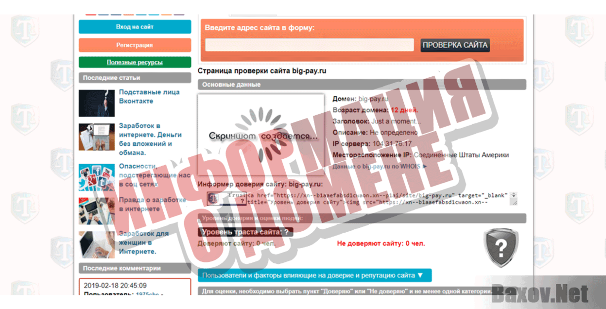 Big Pay Информация о домене
