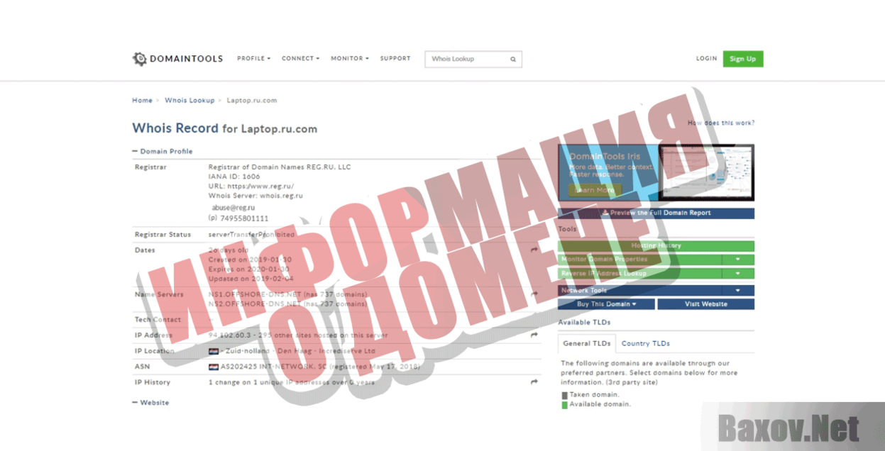 laptop.ru.com Информация о домене