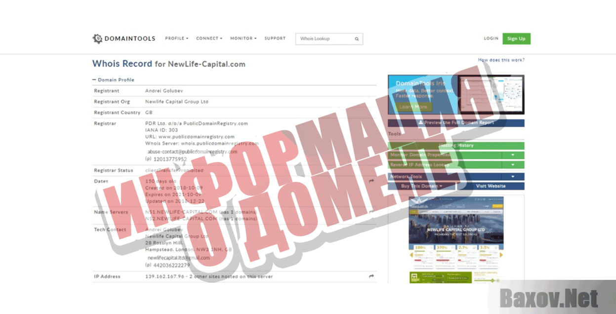 NewLife Capital Group Информация о домене