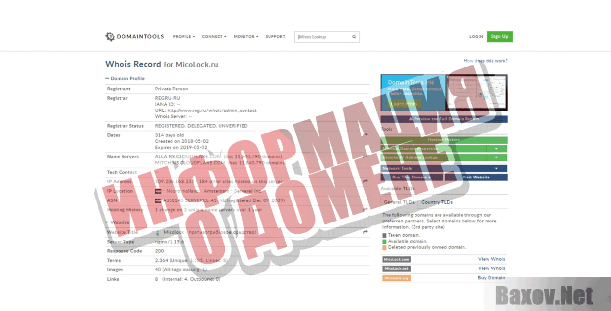 Micolock  Информация о домене
