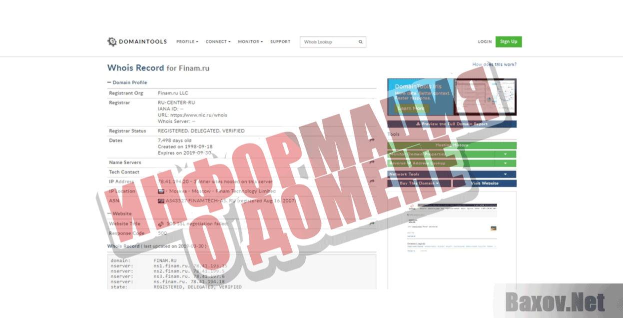 Финам Информация о домене