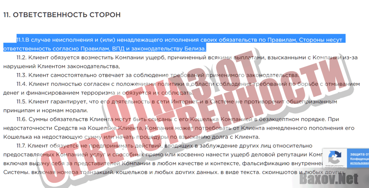 Virrex  Отказ от ответственности