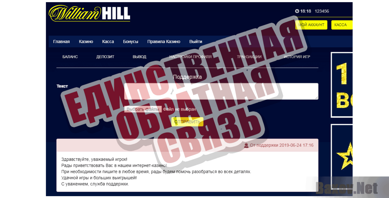 Casino-Williamhill Единственная обратная связь