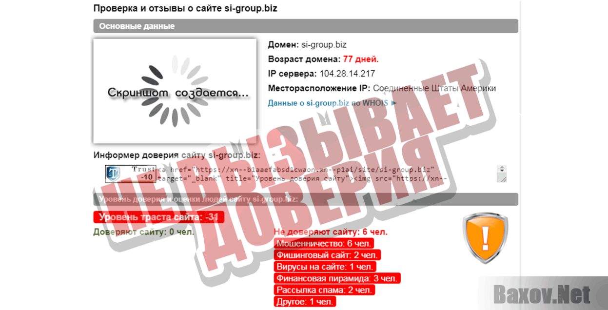 SI GROUP Не вызывает доверия