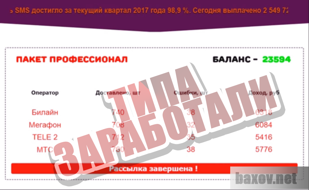 Псевдо заработок на Программе SMS-биллинг