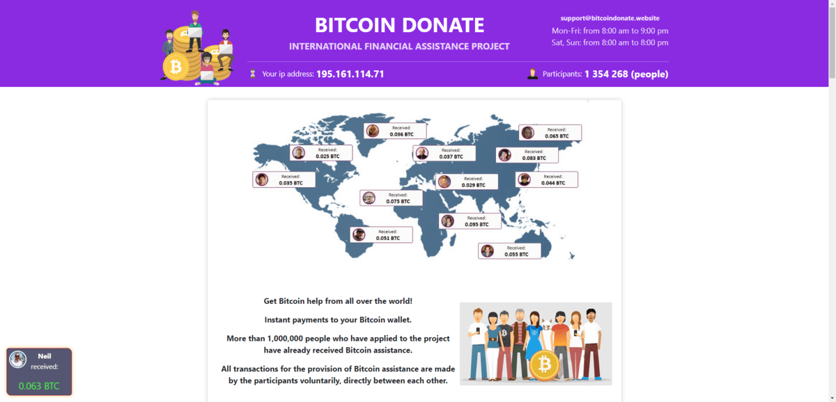 Bitcoin donation website crypto freak out