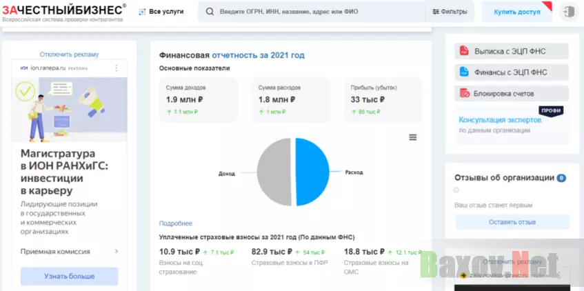 информация о доходе компании 