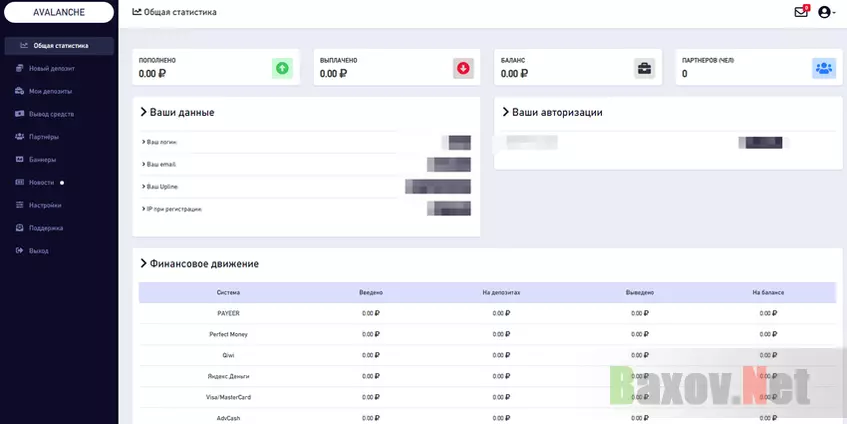 Avalancge - личный кабинет