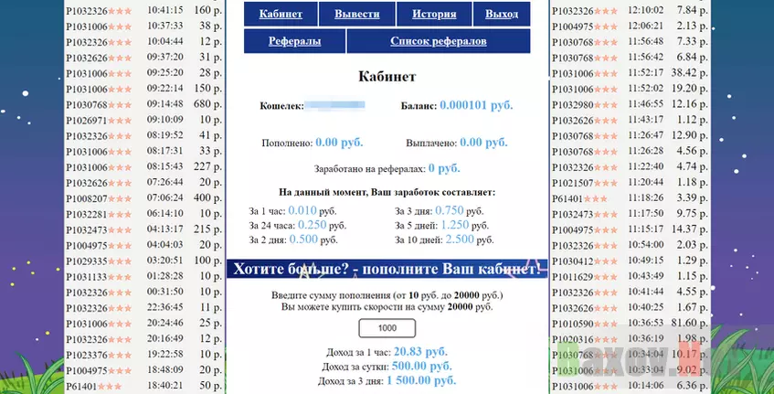 Личный кабинет хайпа