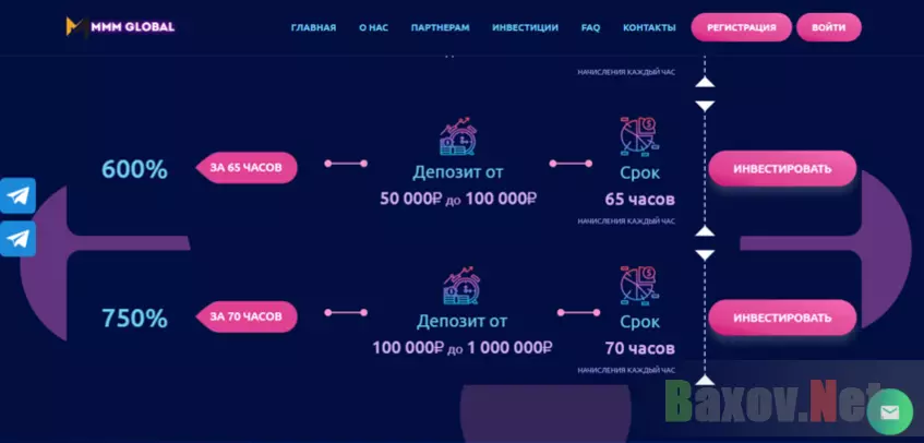 данные о возможной прибыли на сайте мошенников 