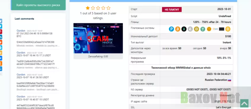 отклики в сети о проекте мошенников 