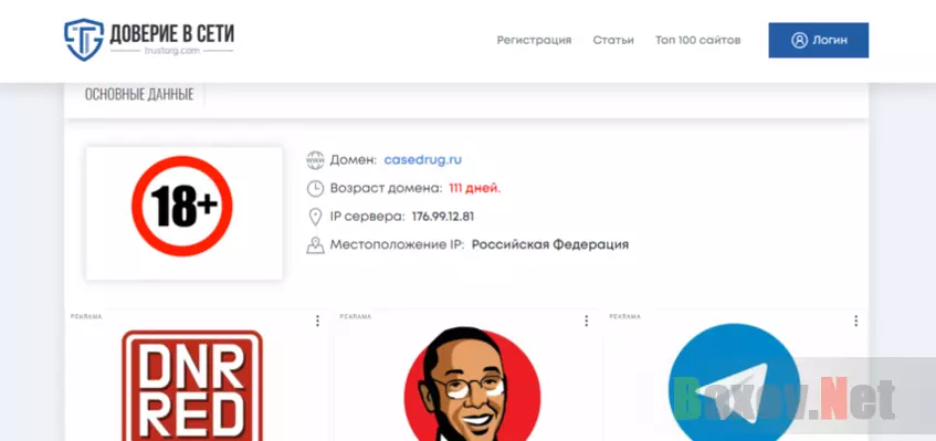 данные о сроке работы сайта 